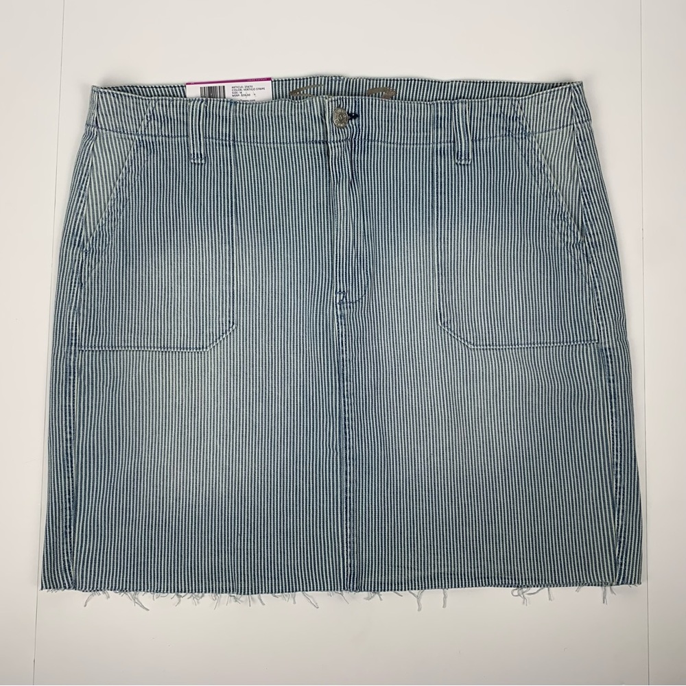 NWT Seven7 Stripped Stretch Cotton Twill Utility Skirt Size 16